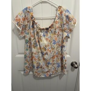 Entro Women's Off The Shoulder Floral Lace Pastel Size Large